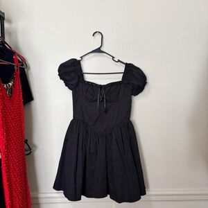 Classic Black Puff Sleeve Mini Dress